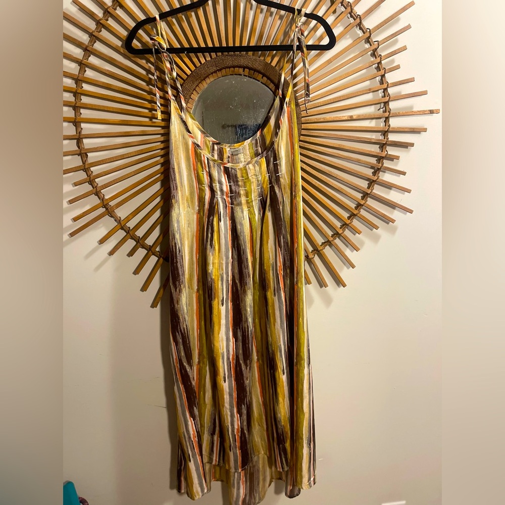 Ecote Urban Outfitters Yellow Multi Striped High Low Dress Ties Earth Tones L